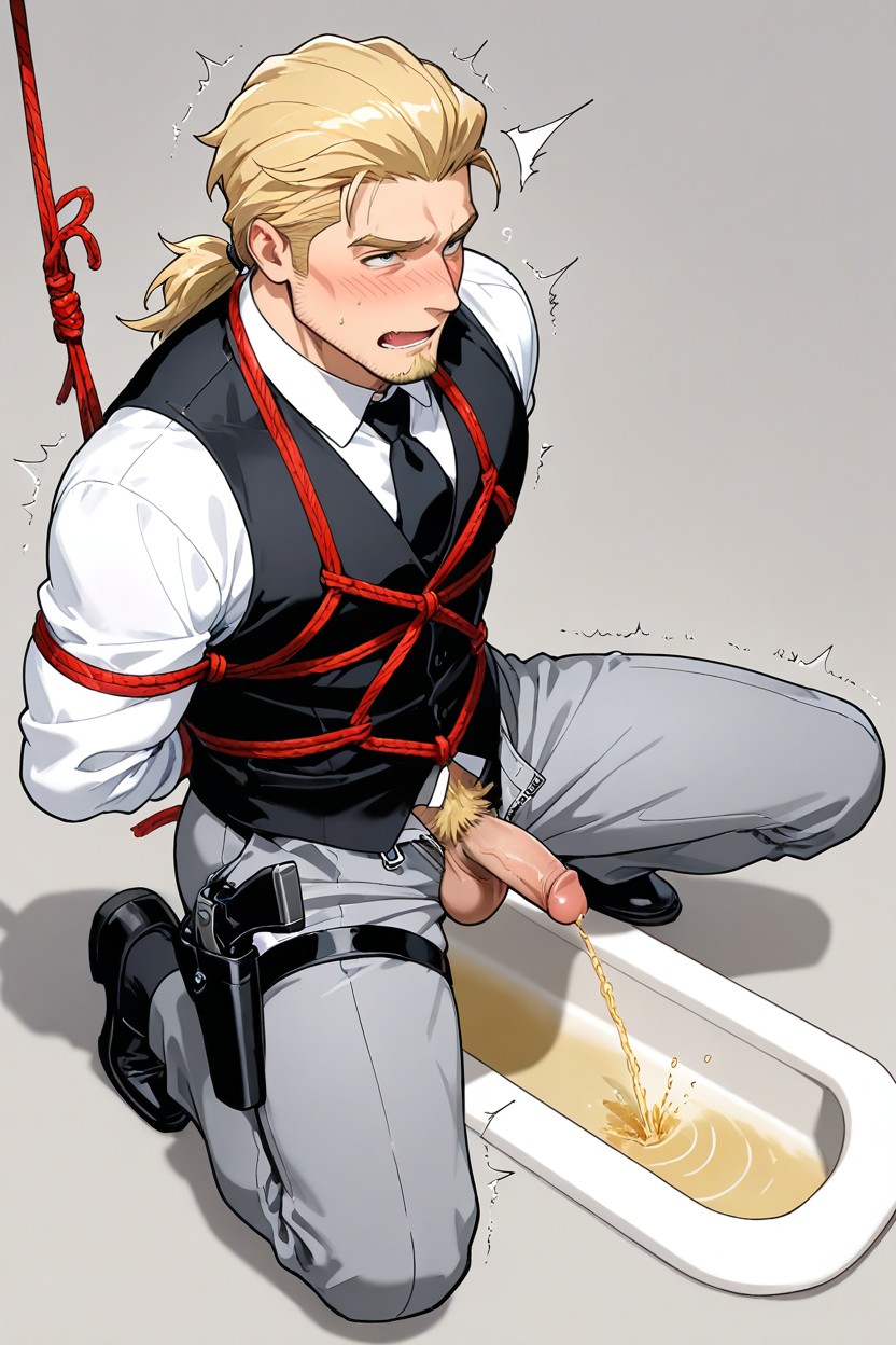 Black Tie, And Grey Office Pants, Blush ゲイAIポルノ