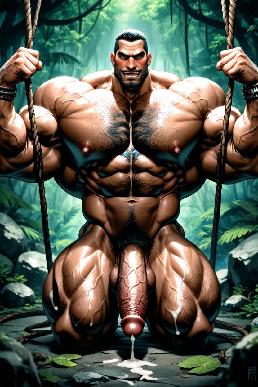 Smug, Sub Bottom Man, Enormous Bulging Chest And Arms ゲイAIポルノ