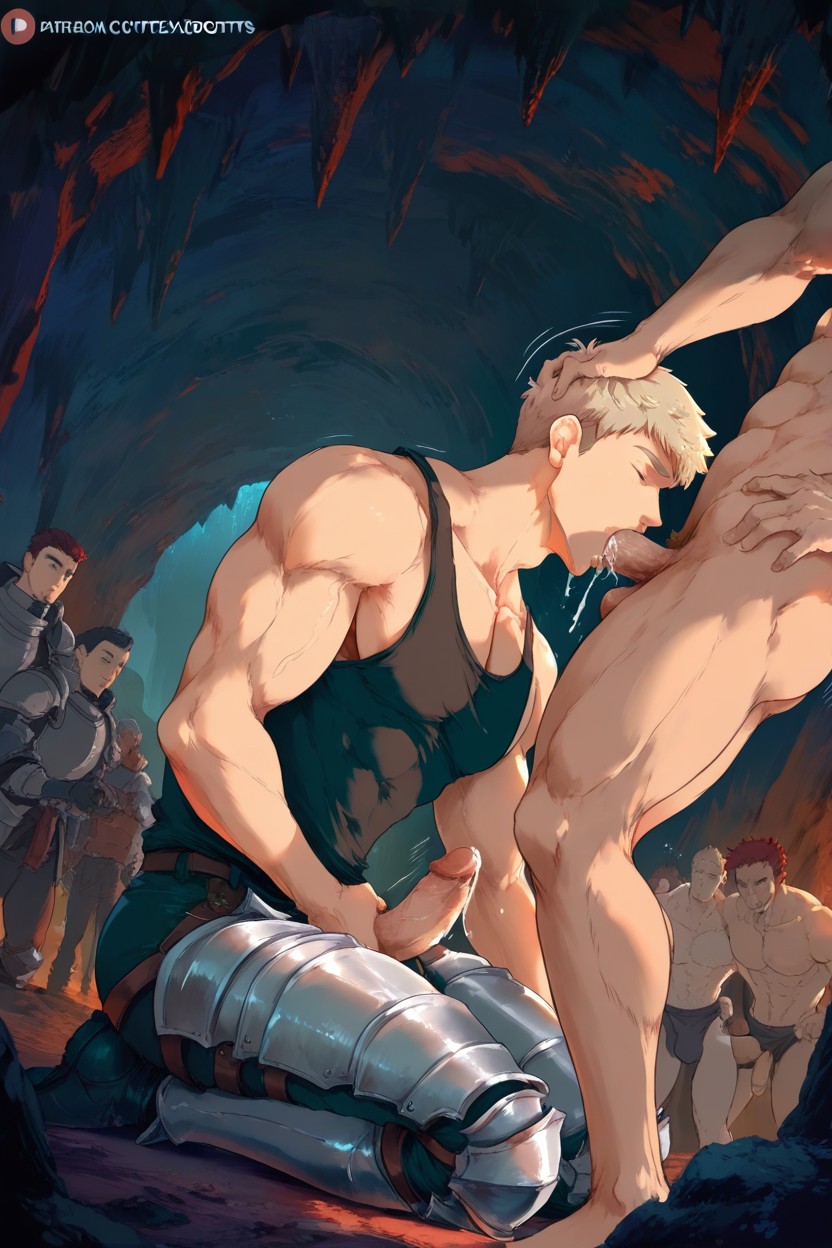 Shirtless, Black Tank Top, Lots Of Drool AI Gay Porn