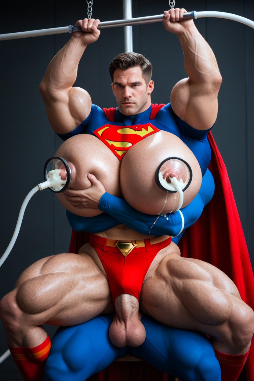 Boobs Are Fully Under Superman’s Shirt, Erect Penis, Pec Grabbing ゲイAIポルノ