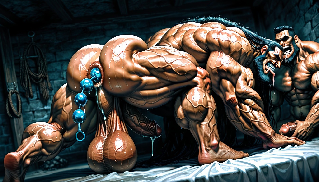 Harness, Thick Eyebrowns, Textured Muscles ゲイAIポルノ