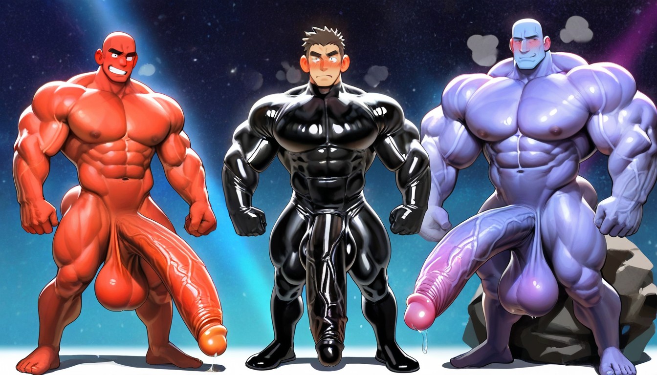 Red Skin, Handsome Face, Male Focus Pornografia gay com IA