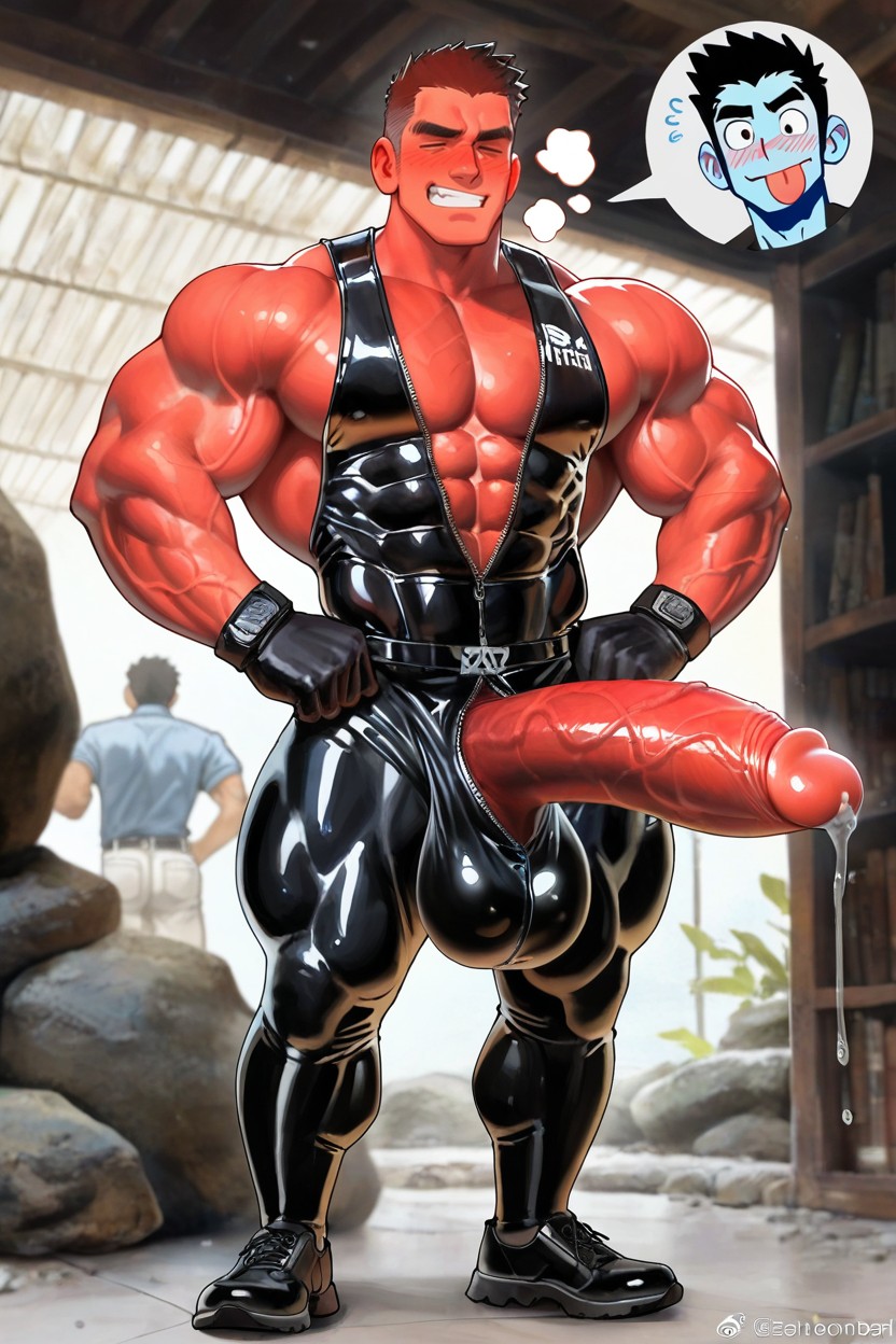 Gigantic Muscles, Blushing, Orgasm ゲイAIポルノ