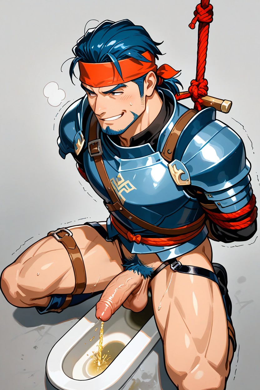 Front View, Full Mercenary Armor, Red Bandana Tied Around Forehead ゲイAIポルノ