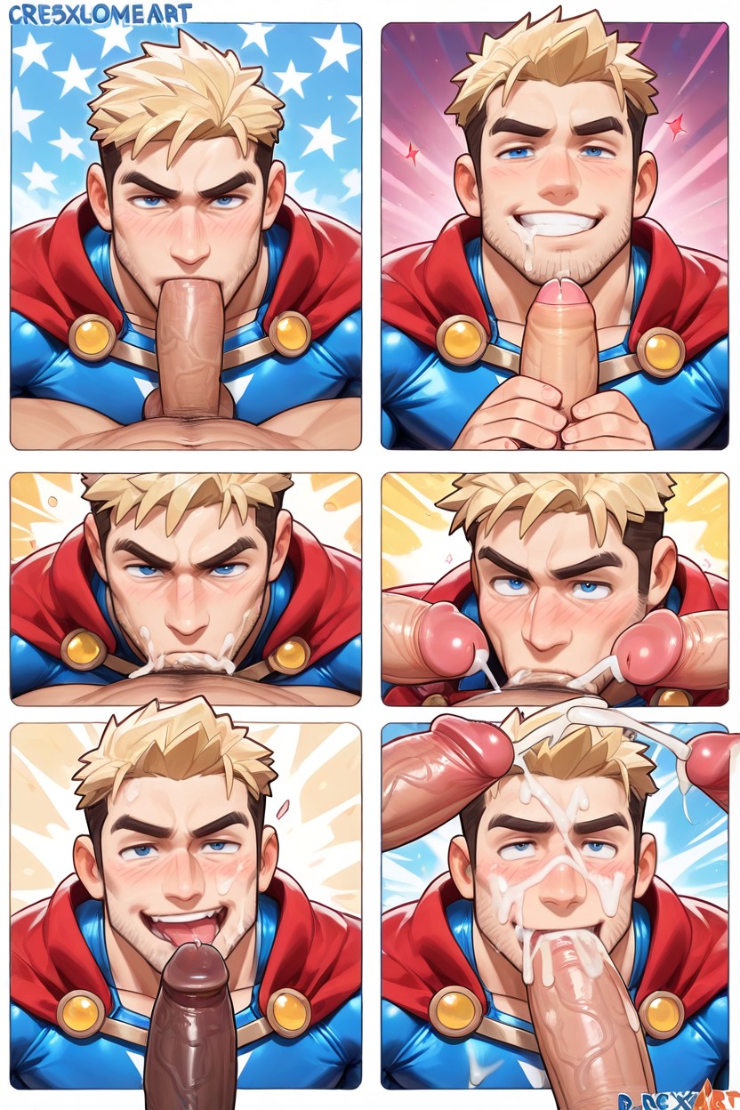 All American Hero, Blowjob, Foreskin AI Gay Porn