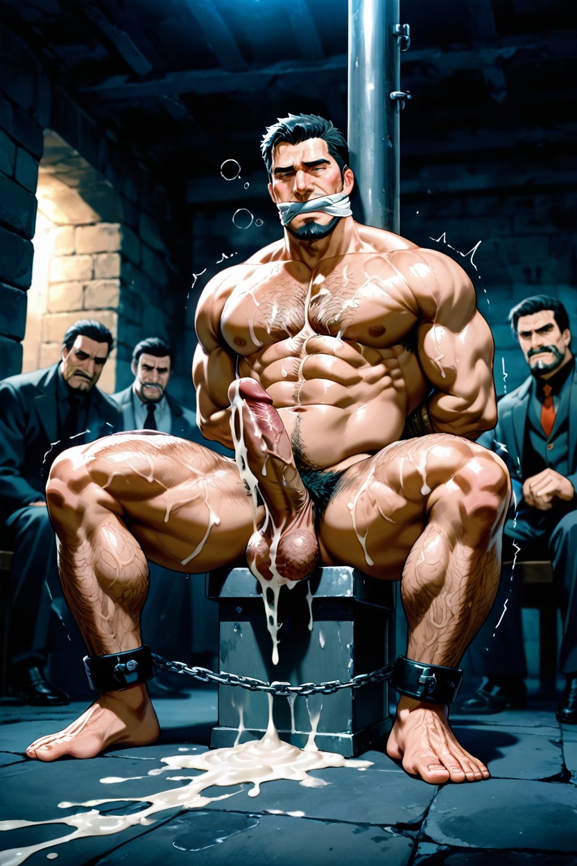 疲れた顔, Sitting On Ground, Gang Bang ゲイAIポルノ