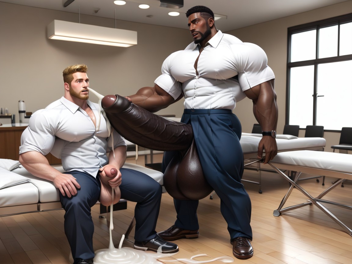 Dusk, Masseuse With Manly Face, Masculine Handsome Bearded Face AI Gay Porn