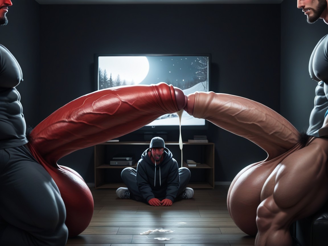Helping Hand, Dark Room, Masculine Handsome Manly Guys With Muscles And Hairy Bodies Pornografia gay com IA