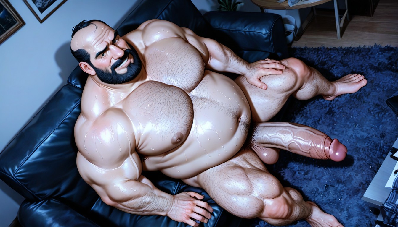 Tilted Angle, Muscular, Manly AI Gay Porn