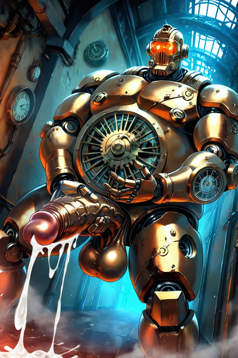 Big Robotic Gears Joints In All His Limbs, Sexy, Cobwebs ゲイAIポルノ