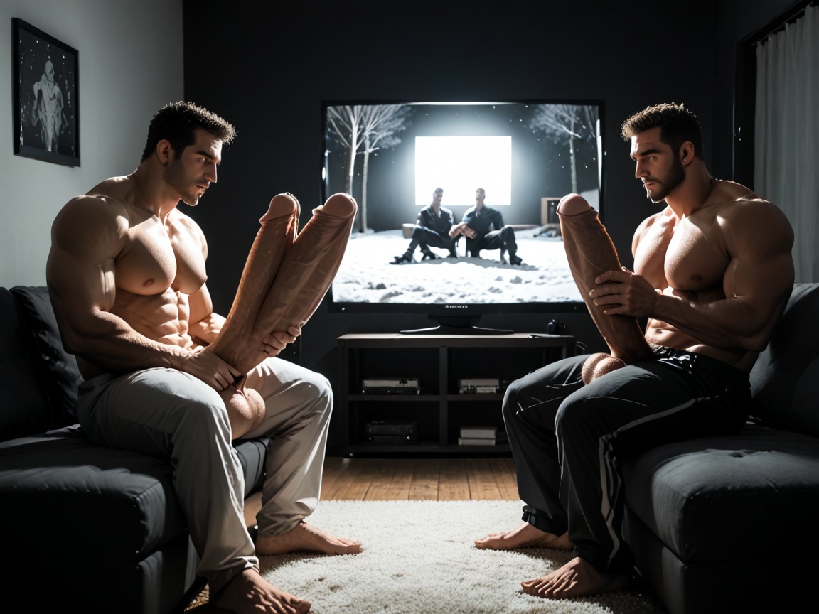 Perfect Beautiful Throbbing Thick Uncut Dicks, Sweatpants, Handsome Muscular Bearded Hunks AI同性恋黄片