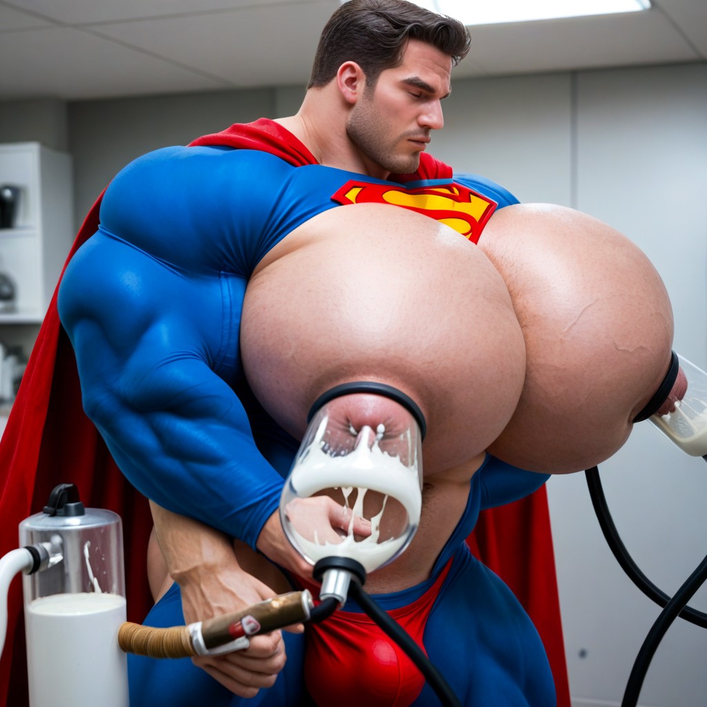 Veiny Penis, Superman Kneeling, Lactation 게이 AI 포르노