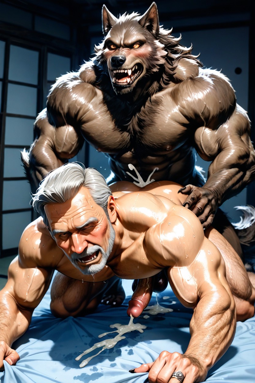 Werewolf With Brown Fur, 长卷发, 抓屁股 AI同性恋黄片