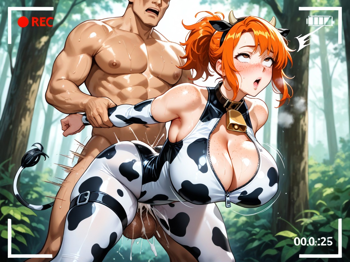 尴尬, Cowprint Skintight Sleeveless Stealth Leotard With Cleavage, Huge Natural Breasts AI同性恋黄片