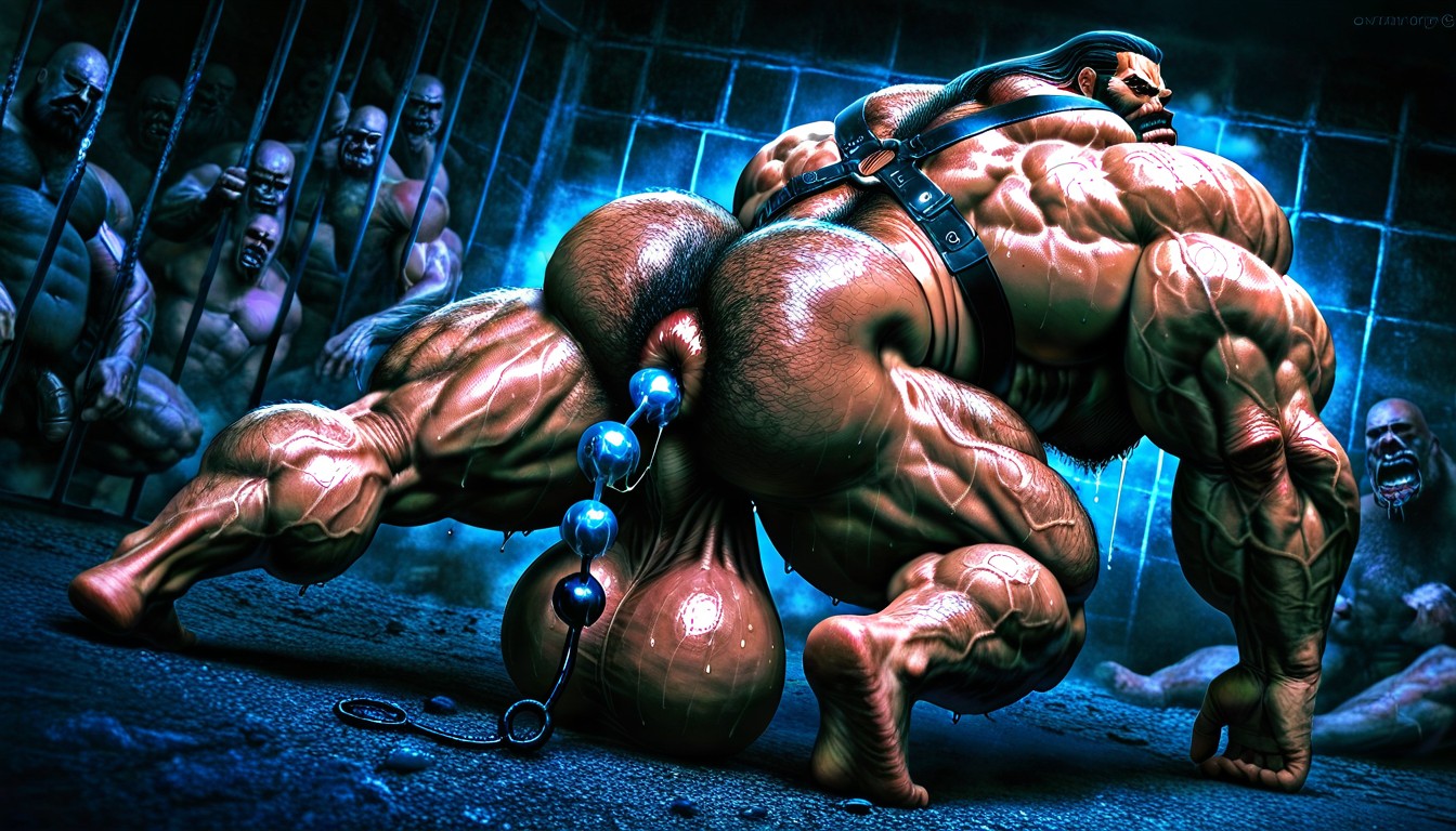 Long Black Beard, Veiny Muscles, Drooling AI Gay Porn