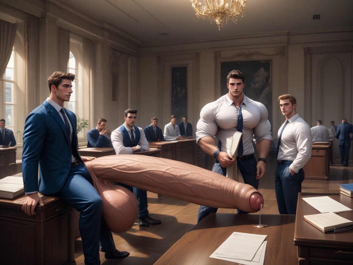 Precum On Tip, Only Men, All Others Are Clothed In Uniform Suits 게이 AI 포르노