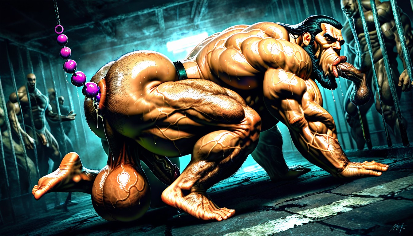 Hyper Muscular Arms, Tongue Out, Showing Back AI同性戀黃片