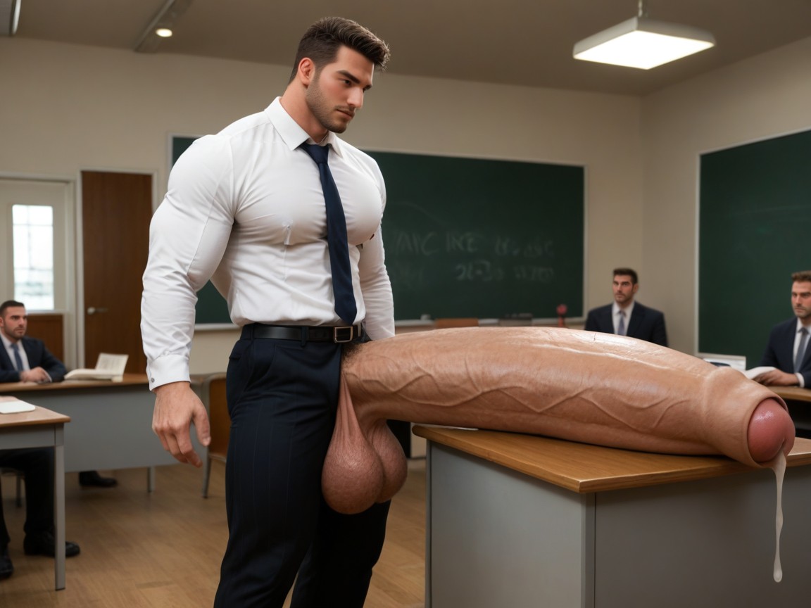 Huge Muscular Naked Professor With Hyper Penis, Teacher, Precum AI同性恋黄片