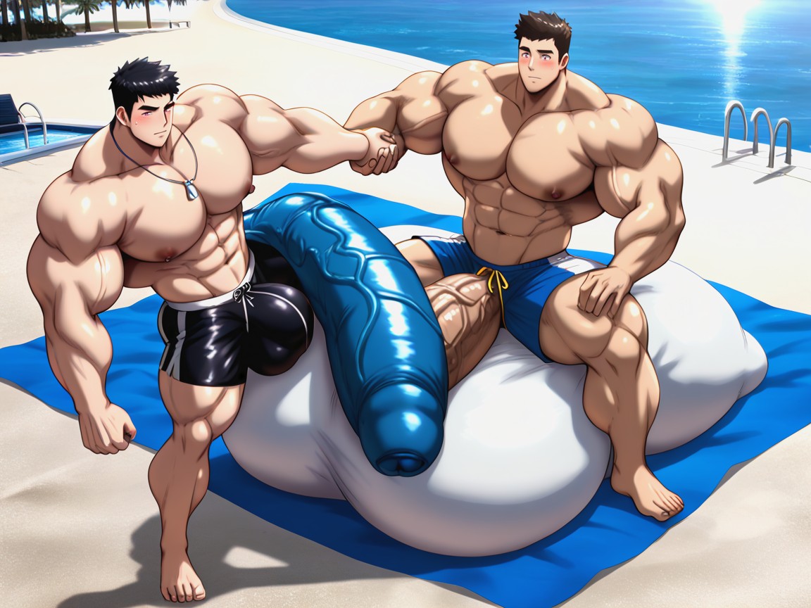 トップダウン, Near The Water, 黒髪 ゲイAIポルノ