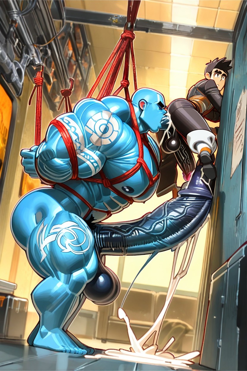 Massive Saggy Balls, Mentaiko Artstyle, Tan Pale Skin ゲイAIポルノ
