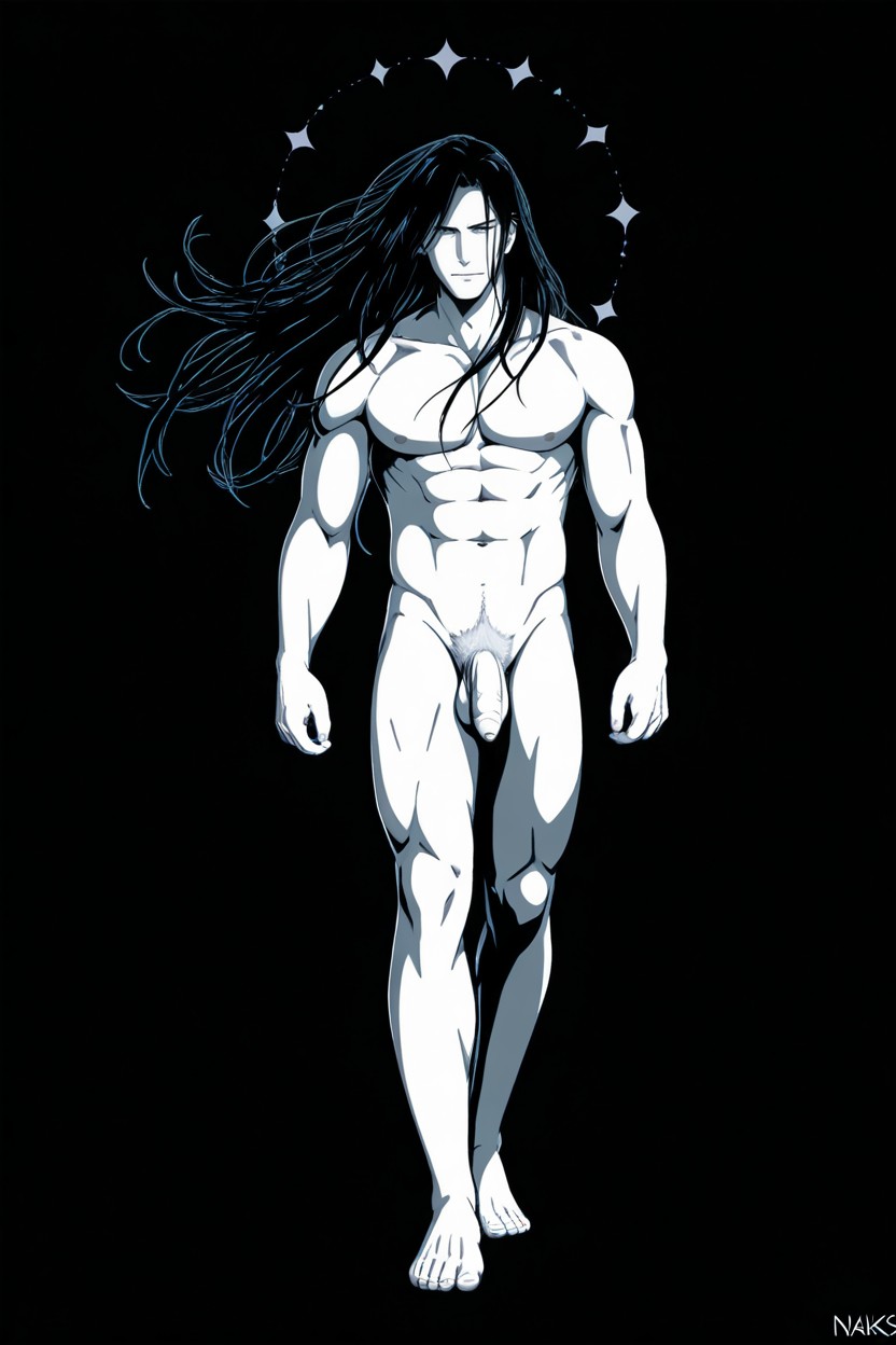Monochrome, Pale Skin, Fit Man AI Gay Porn