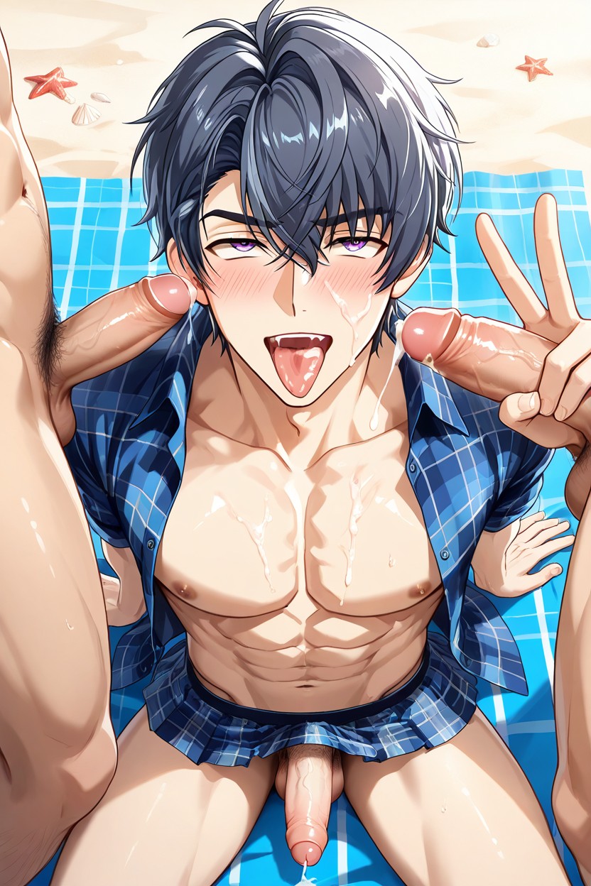 Blowjob, View From Above, Open Clothes AI Gay Porn