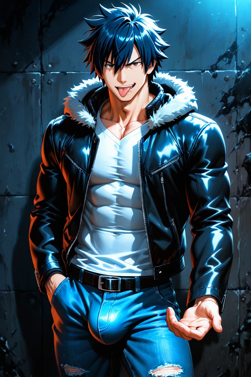 Brown Eyes, Dark Environment, Standing Before A Tall Porno gay IA