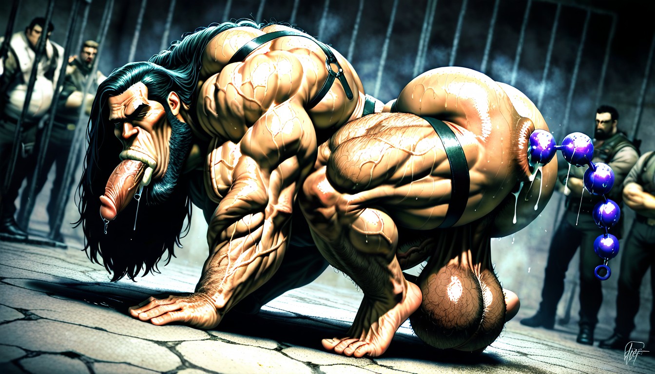 Muscular Pecs, Caveman, Detailed Image 게이 AI 포르노
