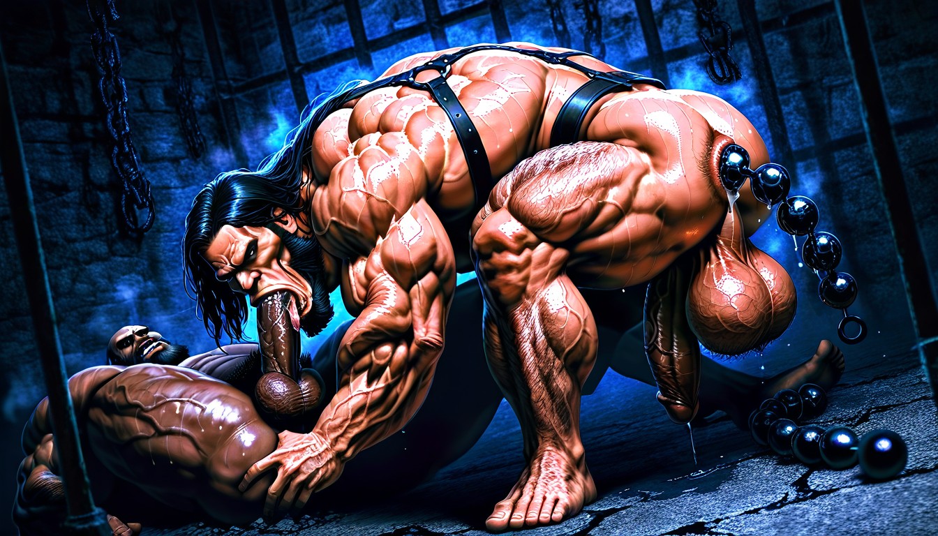 Hyper Hairy Body, One Leg Bent, Ultra Wide Angle ゲイAIポルノ