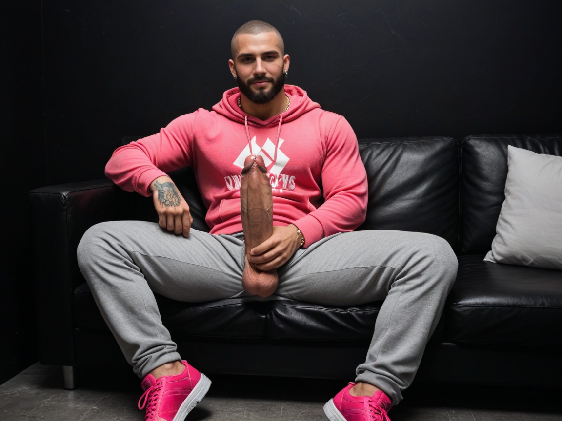 Darkness, Piercings, Shaved Head Pornografia gay com IA