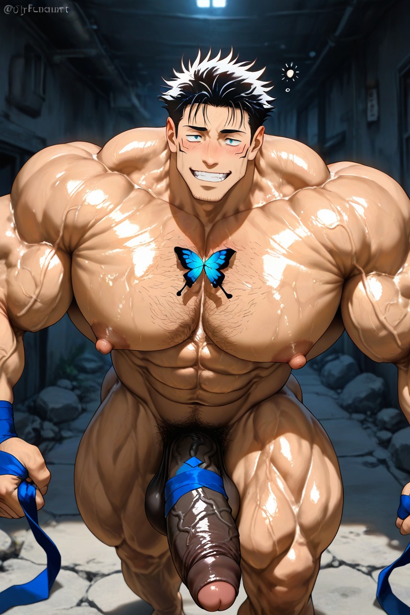 Exquisite Tonal Range, Beitemian Art Style, Enormous Bulging Chest And Arms AI Gay Porn