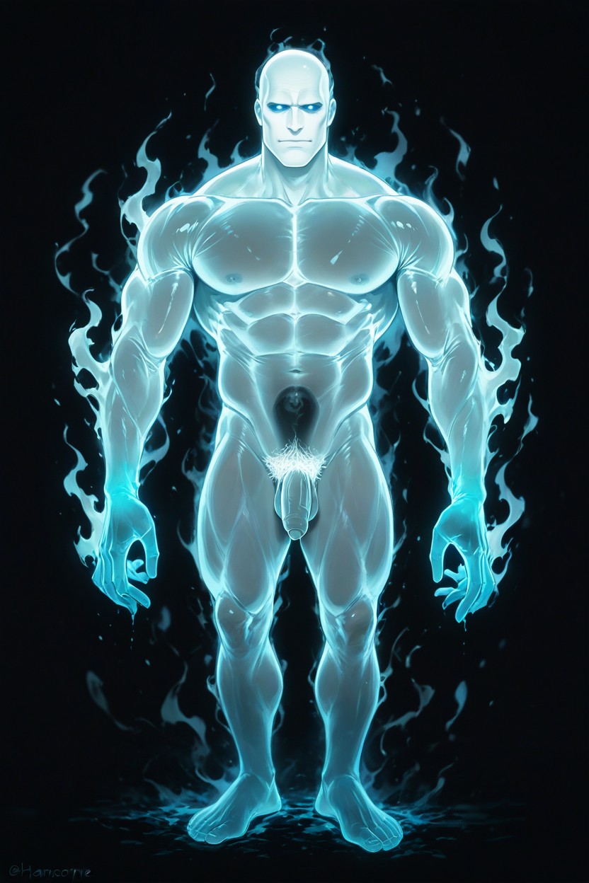 Ghost Pubic Hair, Foreskin, Blue Eyes 게이 AI 포르노