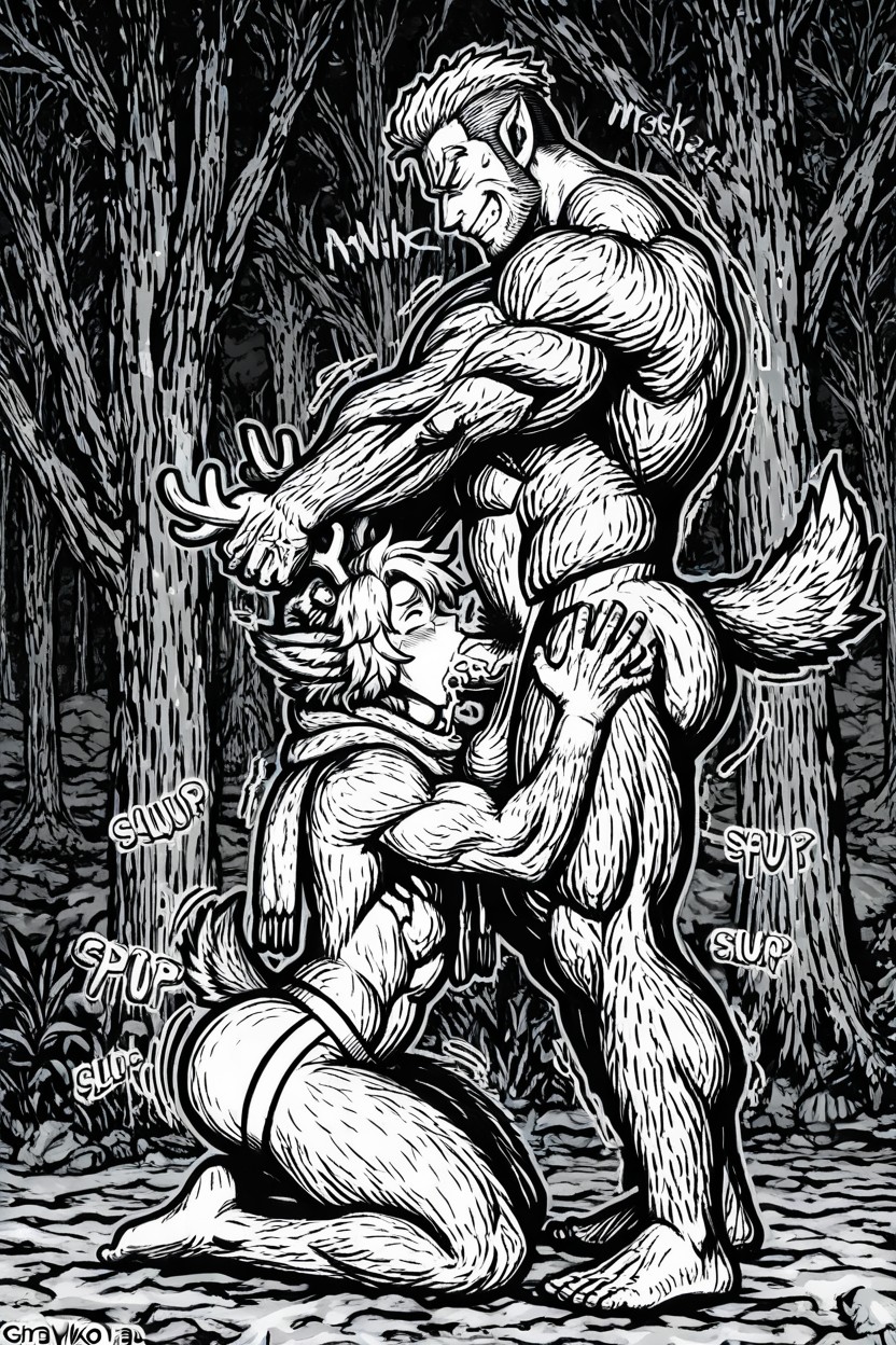 His Head Thrown Back, Manly Brown Faun Ears, Beta Faun Man Male AI同性恋黄片