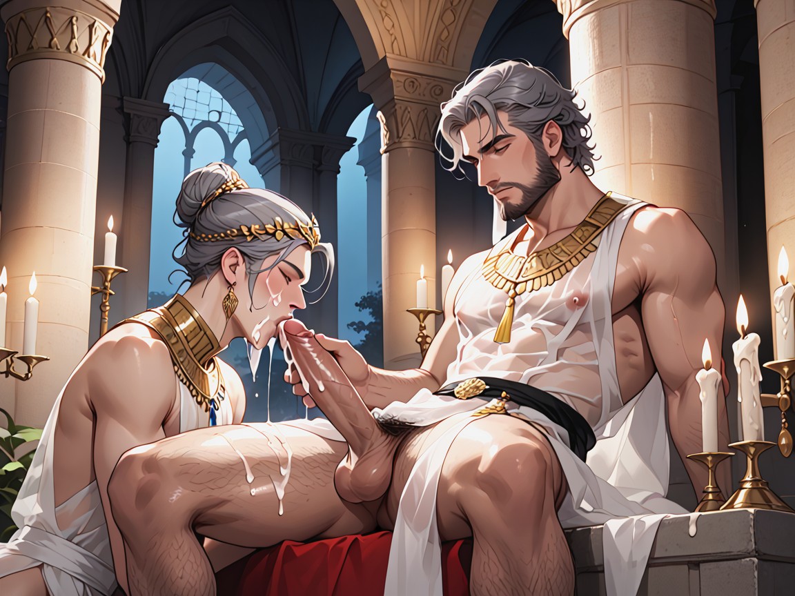 Transparent Clothes, Gold Rings, Skinny AI Gay Porn