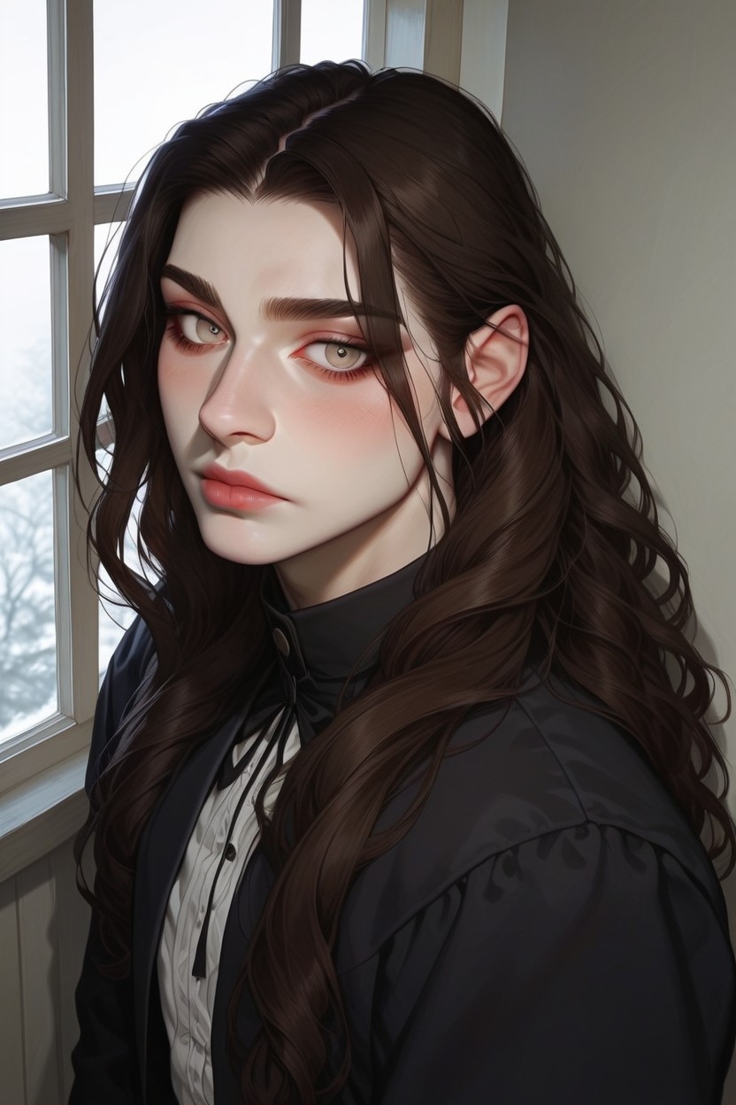 Wavy Hair, Window, Long Hair AI Gay Porn