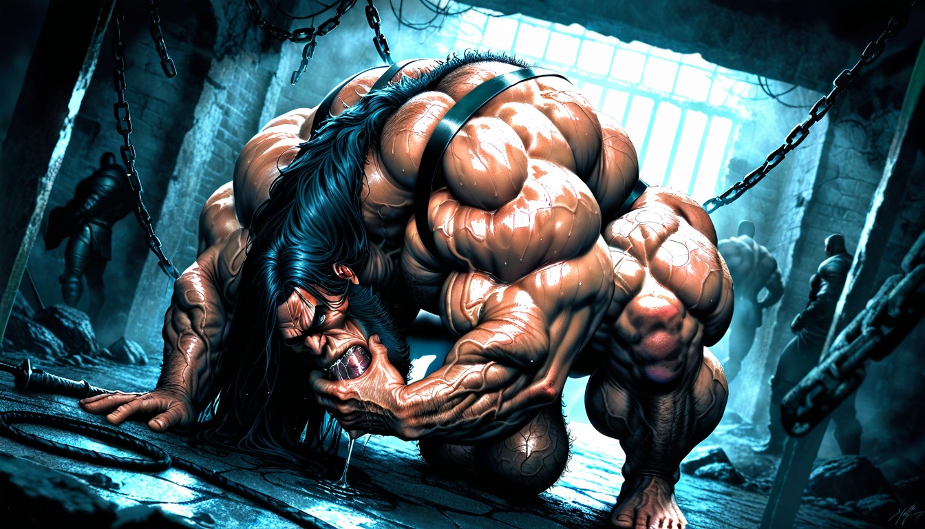Textured Muscles, Muscle Structure, Prominent Chin Pornografia gay com IA
