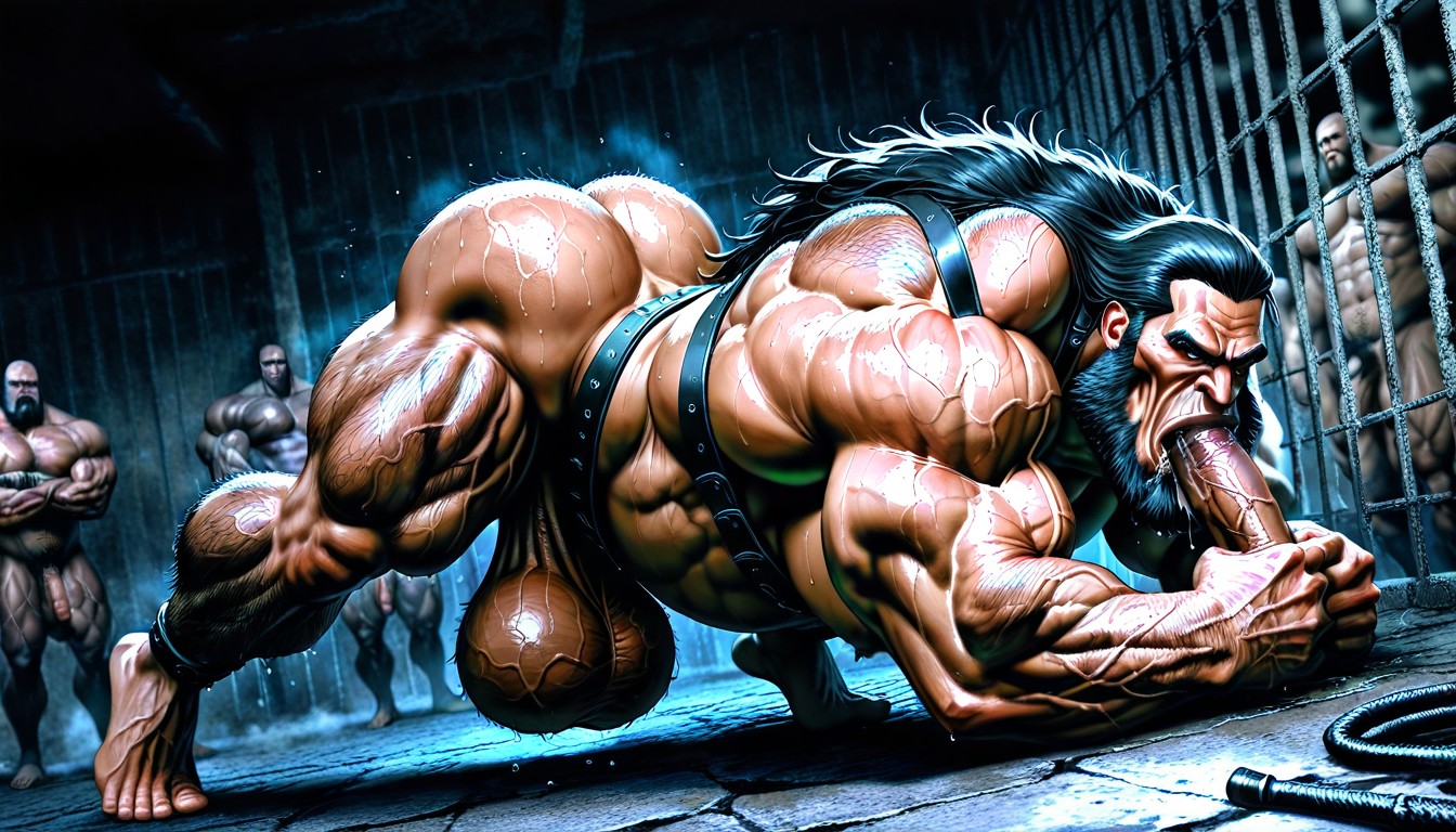 Dark Tanned Skin, Lying Down, Veiny Muscles 게이 AI 포르노