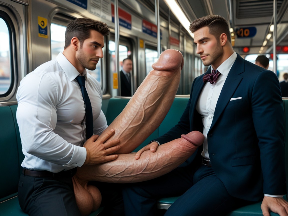 Looking Embarassed And Annoyed While Blushing, Voyeur, Uncut Cock Longer And Thicker Than Arm And Leg AI Gay Porn