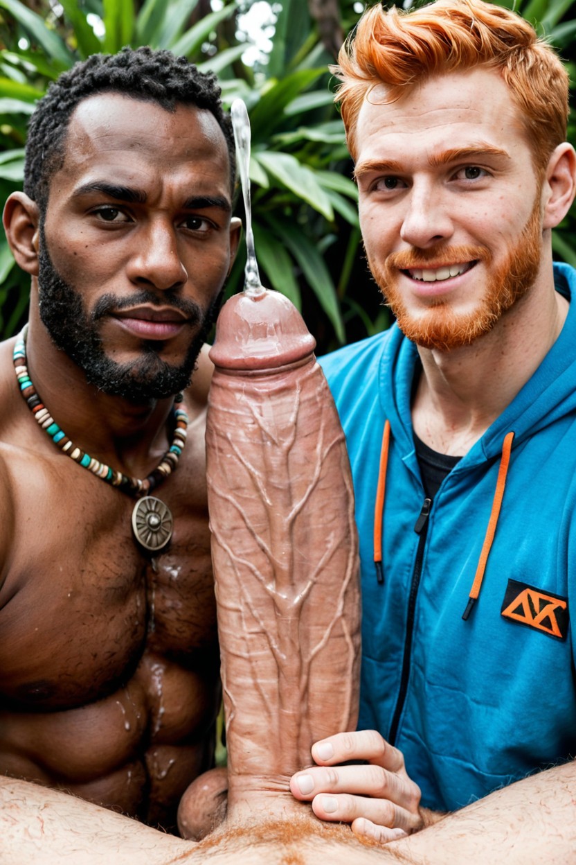 Gigantic Balls, Precum Sticking To Face And Clothes, + Ginger Guy In Revealing Tribal Wear AI Gay Porn