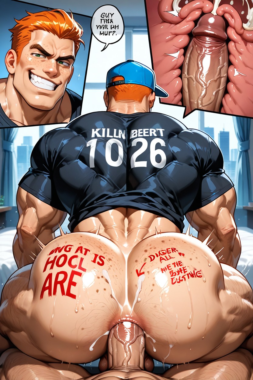 Speech Bubble, Ginger, The Ginger Bottom Is A Masculine Male Jock AI Gay Porn