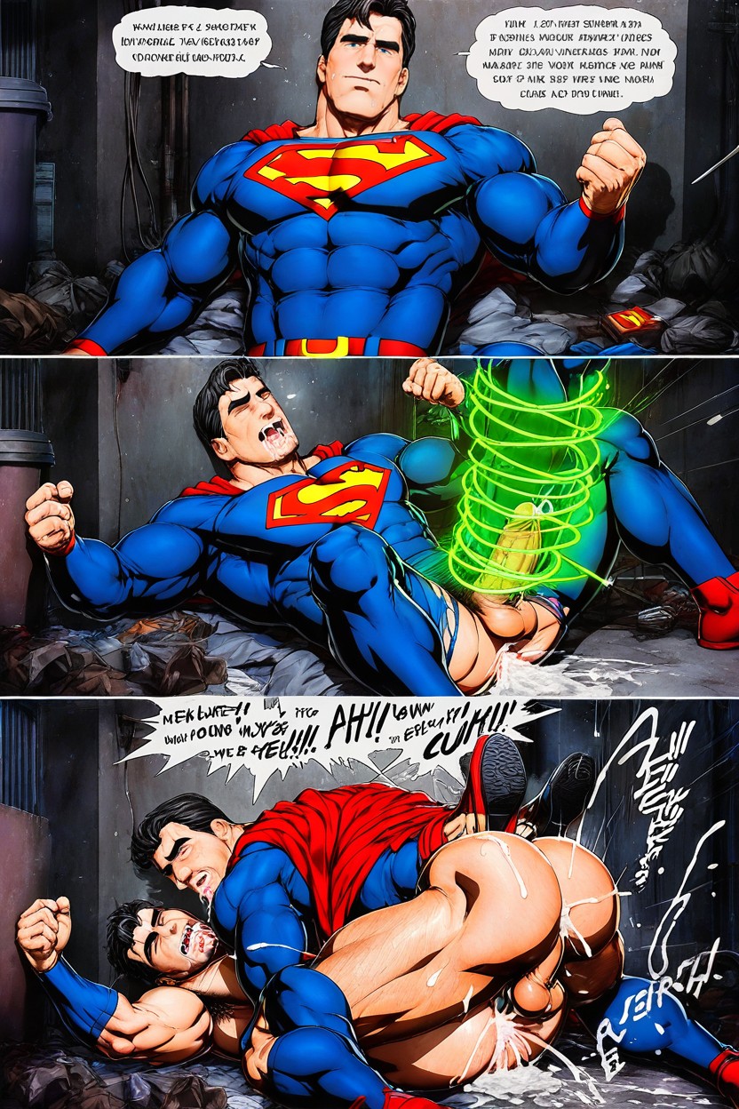 Unnaturally Lots Of Cum, Speech Bubbles, Superman Costume AI Gay Porn