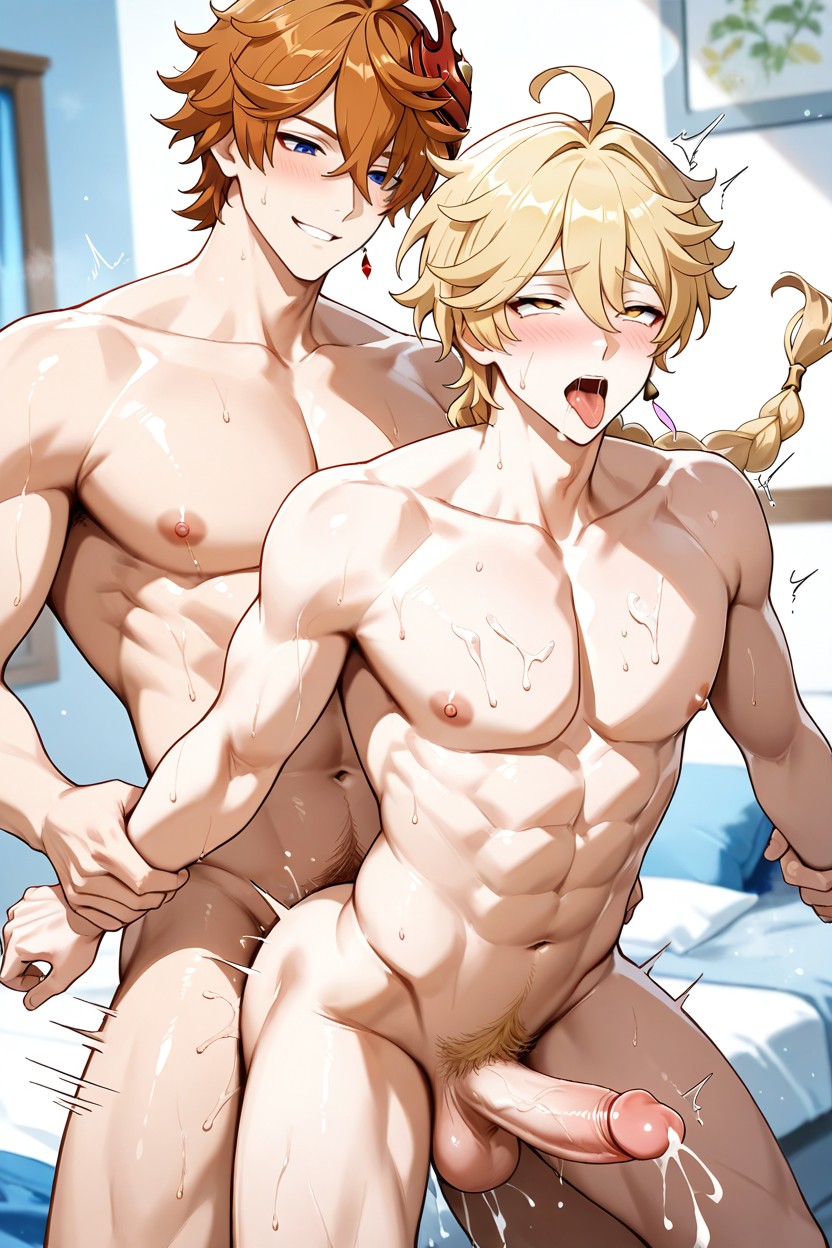 Tongue_out, Mask_on_head, Blonde AI Gay Porn