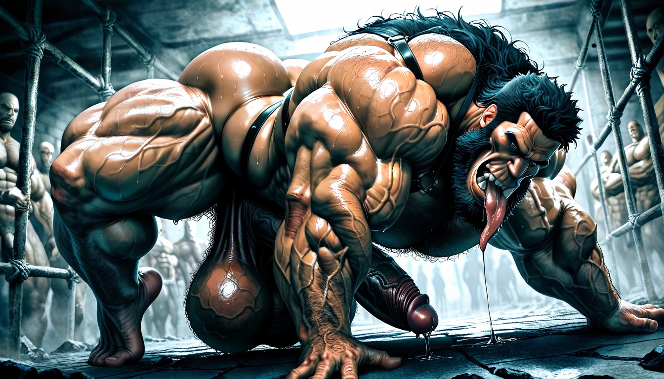 Veiny Muscles, Bodybuilder, Huge Pale Lips AI Gay Porn