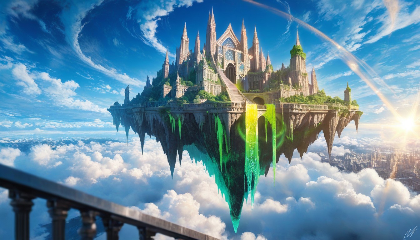 Glass Architecture, Staircase Bridges Connecting Islands, All Floating AI Gay Porn