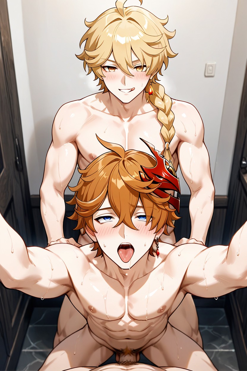 Upper_body_visible, Single_braid, Yellow_eyes AI Gay Porn