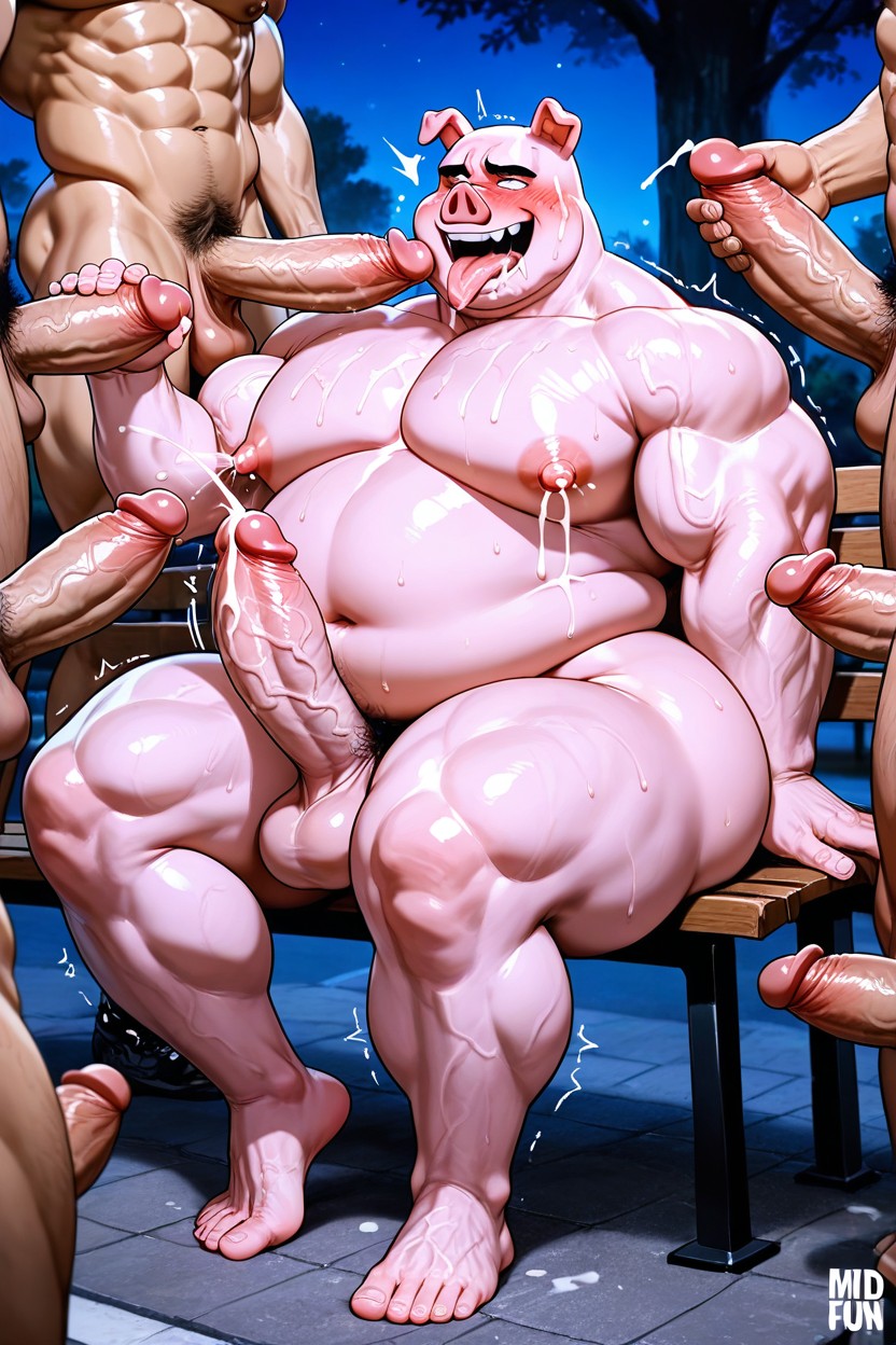 Shaking, Oversized Belly, Gigantic AI Gay Porn