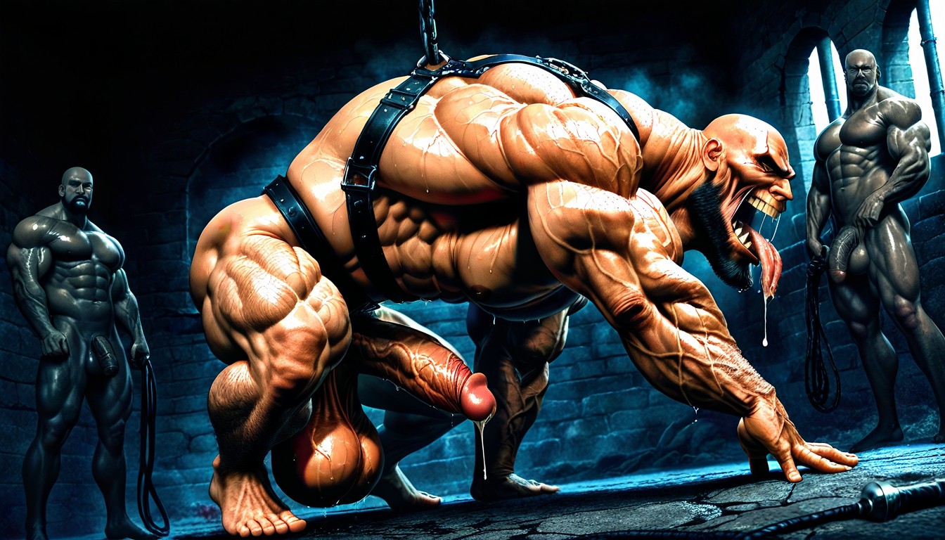 Veiny Muscles, Hairless Body, Textured Muscles AI Gay Porn