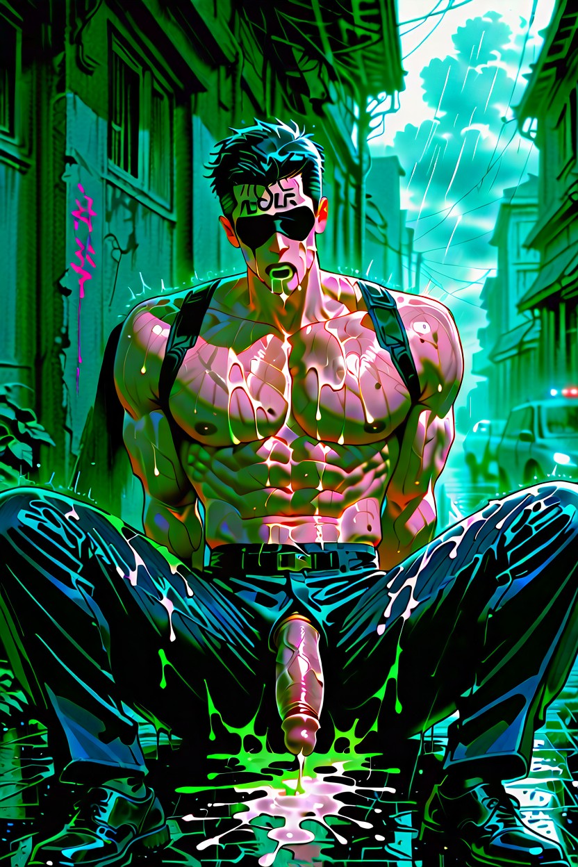 Cum On Pecs, Cum Everywhere, Flaccid Penis AI Gay Porn