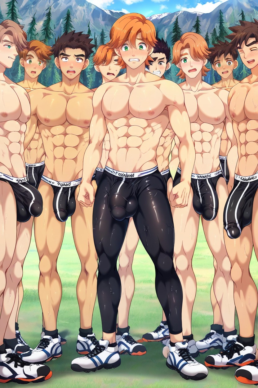 Men, Many People Around, Football Sportswear AI Gay Porn