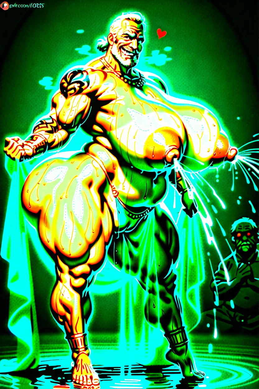 Wet Body, Side View, Legs Apart AI Gay Porn